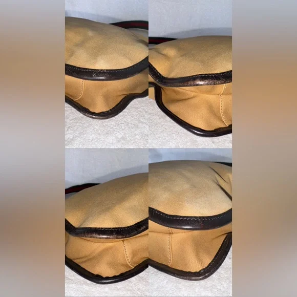 Gucci Vintage khaki brown canvas and leather trim web detail hobo. - Picture 8 of 15